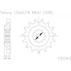 Esjot voortandwiel 12T, 428